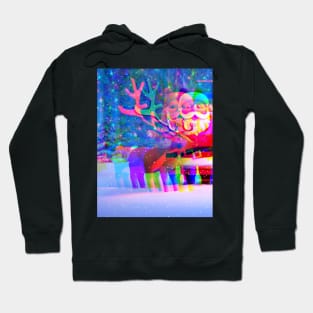 Psychedelic Trippy Xmas Santa and Reindeer Hoodie